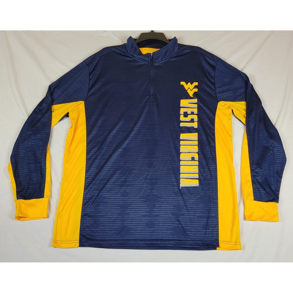 Colosseum West Virginia Mountaineers Mens XL Quarter Zip Pullover‎ Navy Gold WVU